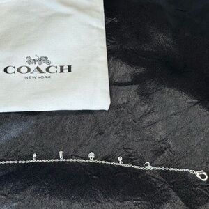 NWT Coach Silver Charm Bracelet Dust Bag Heart Crystal